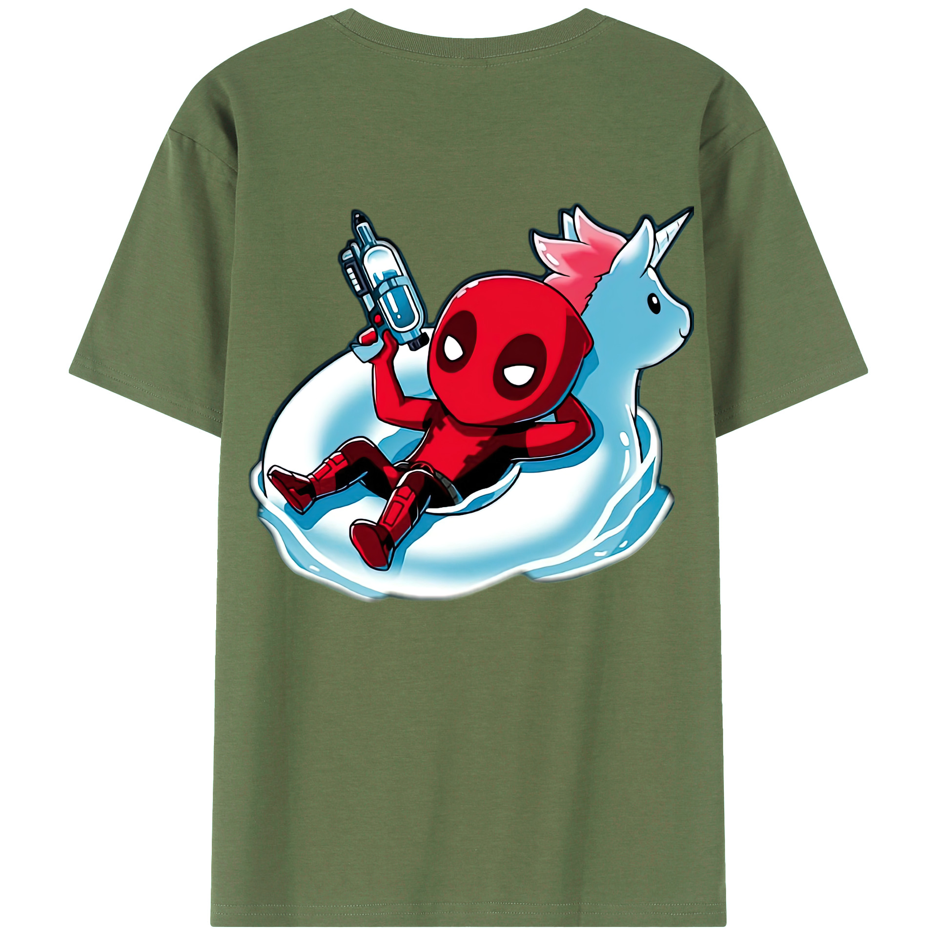 （画像用） Deadpool デッドプール 綿100％ メンズ半袖Tシャツ（バックプリント） 通気性